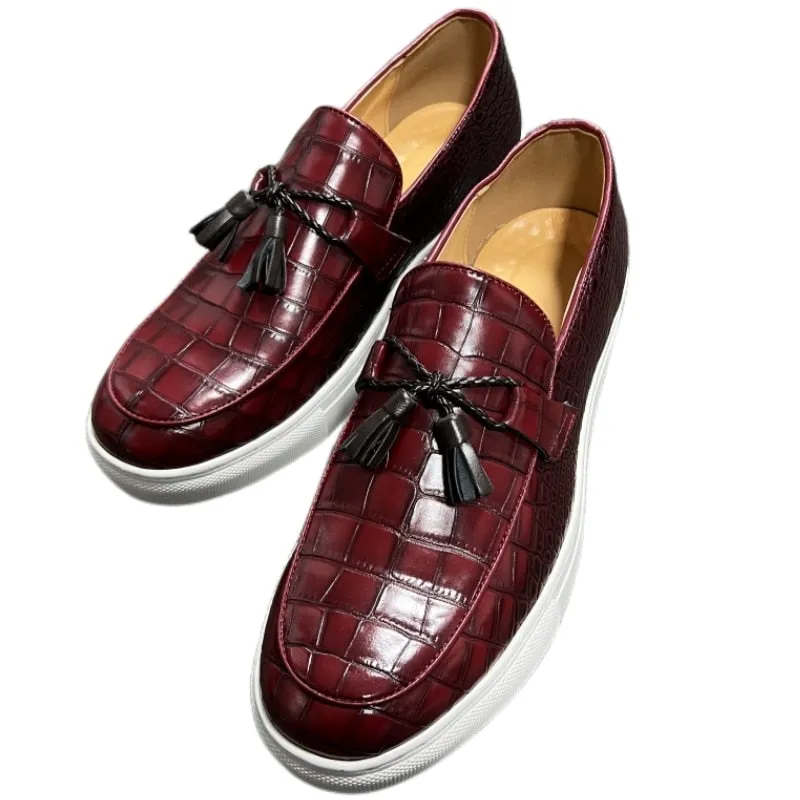 The Vulcanize 3 - Crocodile Pattern Leather Tassel Loafers with a sneaker outsole for men Durable Slip-ons Comfortable Padding