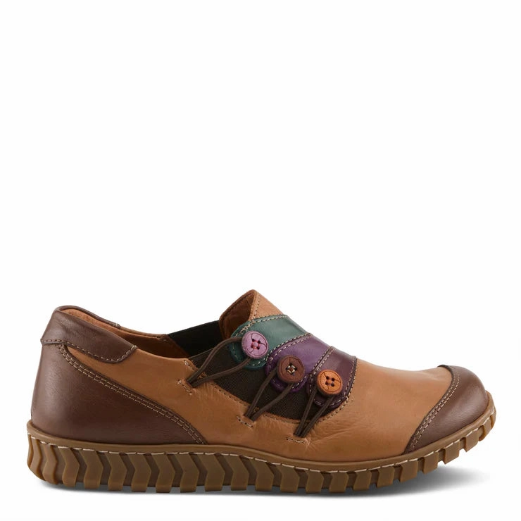 Breathable Canvas Spring Step Women's Neeta Slip On Shoe in Camel Multi