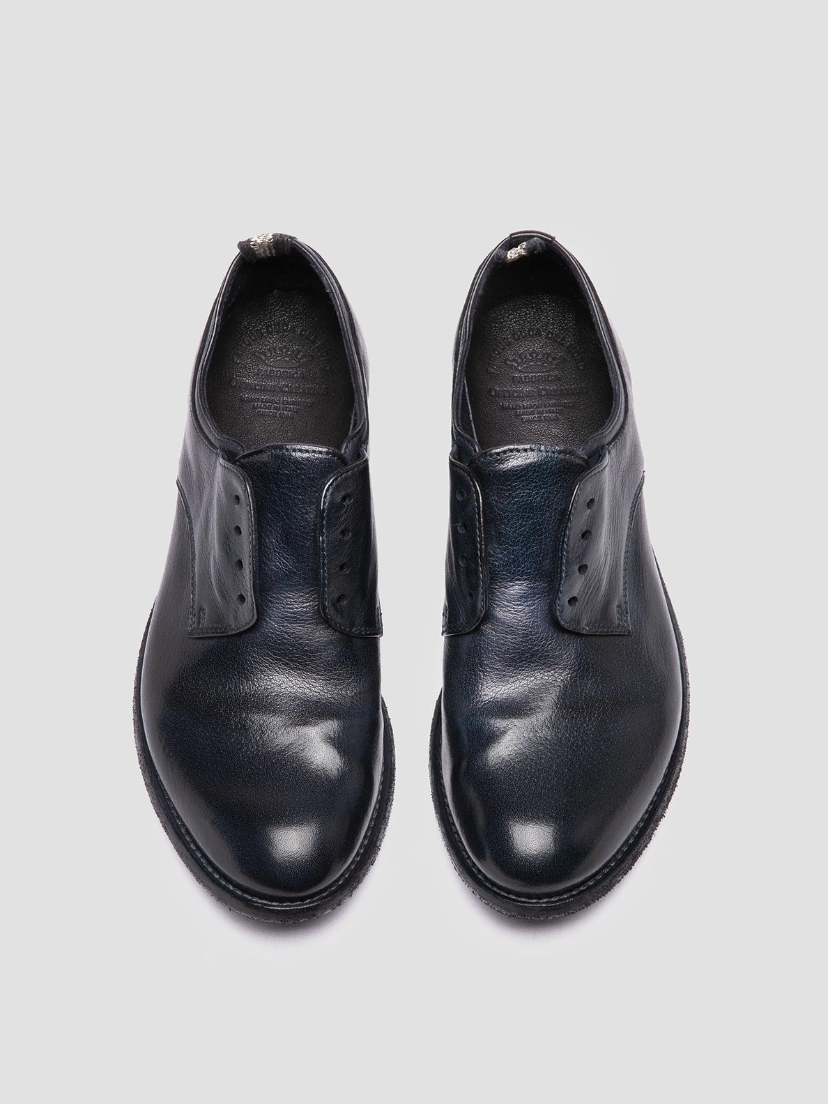 LEXIKON 501 - Navy Leather Derby Shoes Busy Floor Durable Stitchdown Method