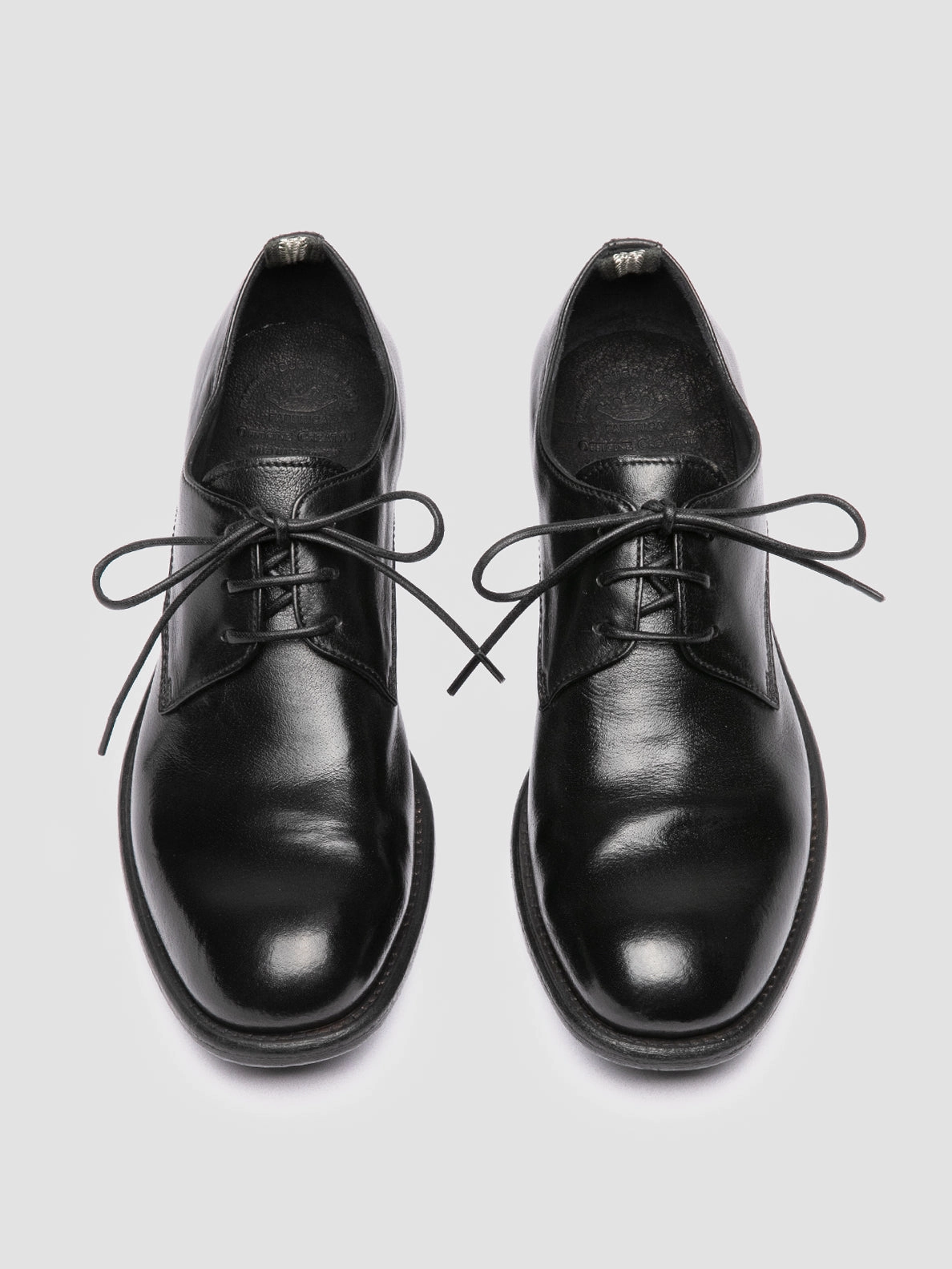 CALIXTE 068 - Black Leather Derby Shoes Clear Tread Style Clean