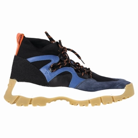 Outdoor Walking Tod's High-Top Sneakers in Navy Blue Suede