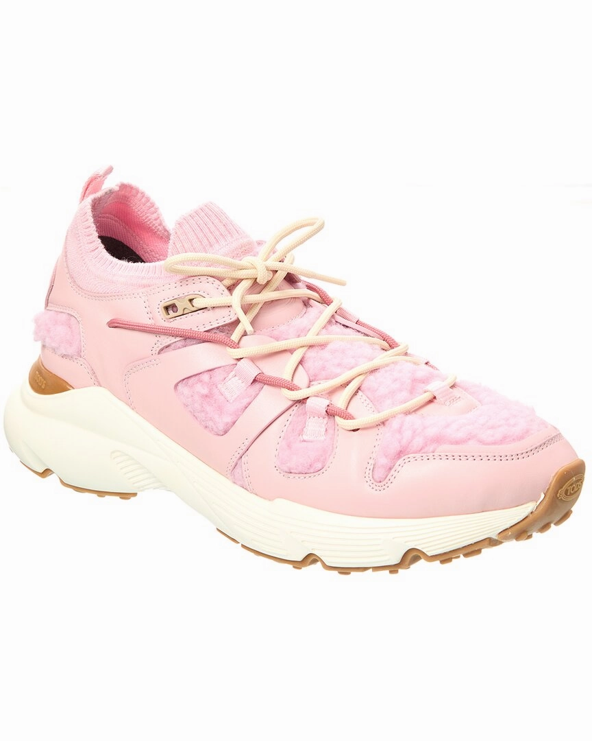 TOD??s Sportiva Leather & Shearling Sneaker High impact