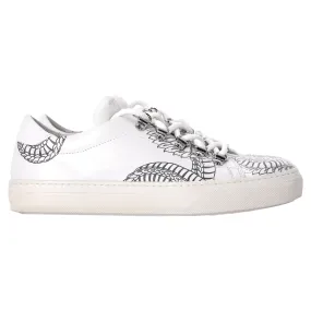 Tod's Printed Low Top Sneakers in White Leather Ventilated Perforations Lightweight Frame Structure