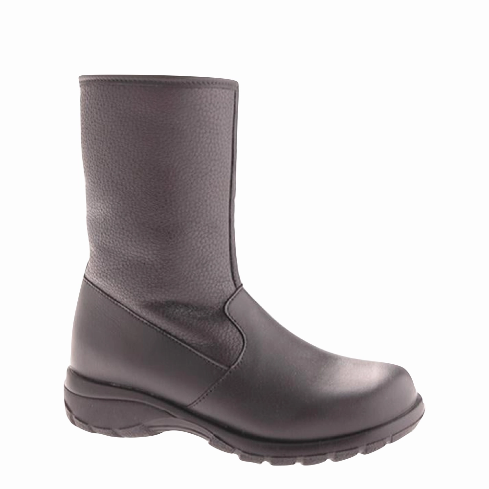 Toe Warmers Women's Shield Mid Side Zip Waterproof Leather Boot in Black Sporty Look Shock Diffusing Plate