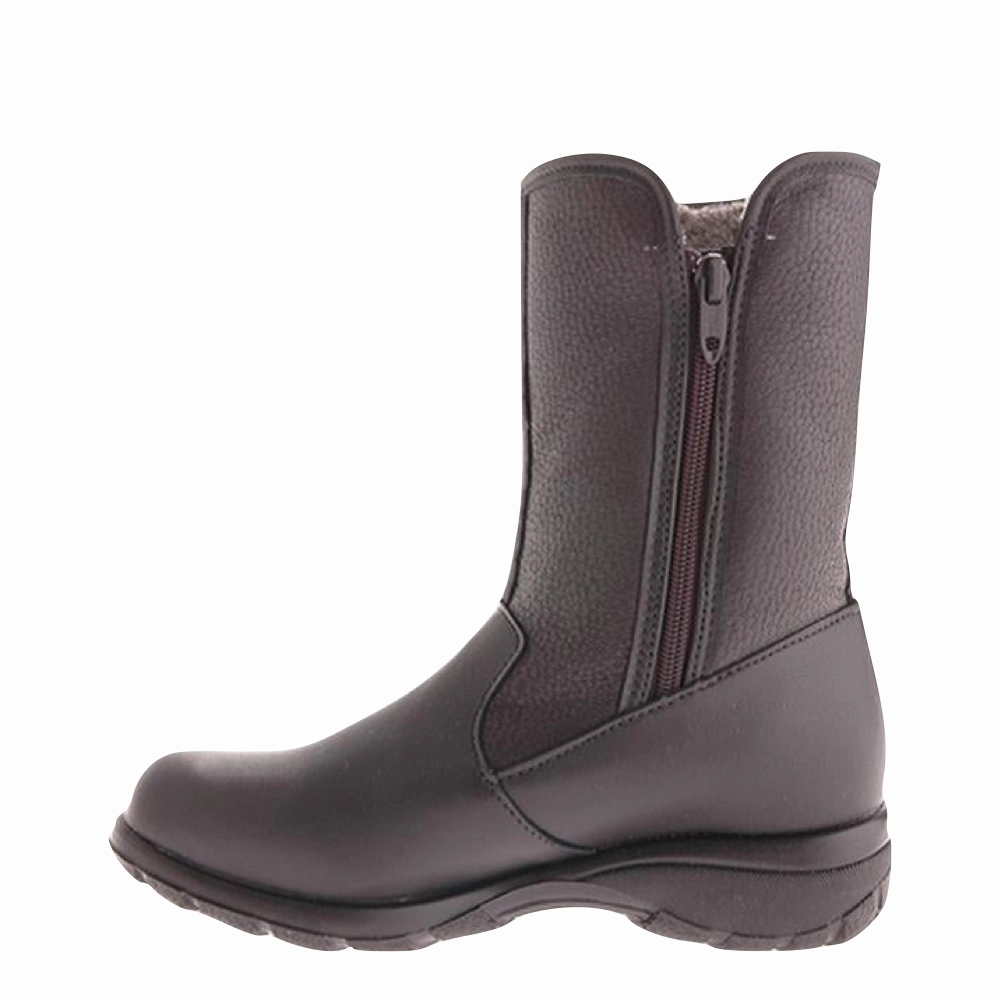 Refresh Walk Street Wear Toe Warmers Women's Shield Mid Side Zip Waterproof Leather Boot in Black