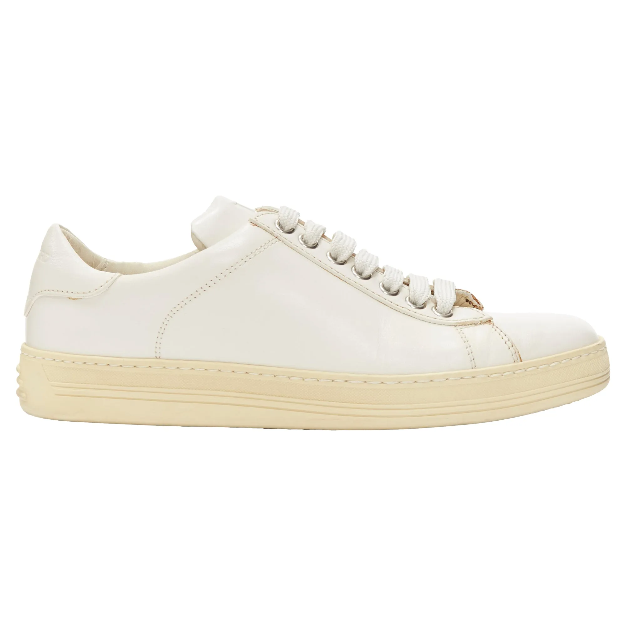 Tom Ford tf logo stiff leather minimal classic lace up sneakers All Outfits Good elasticity