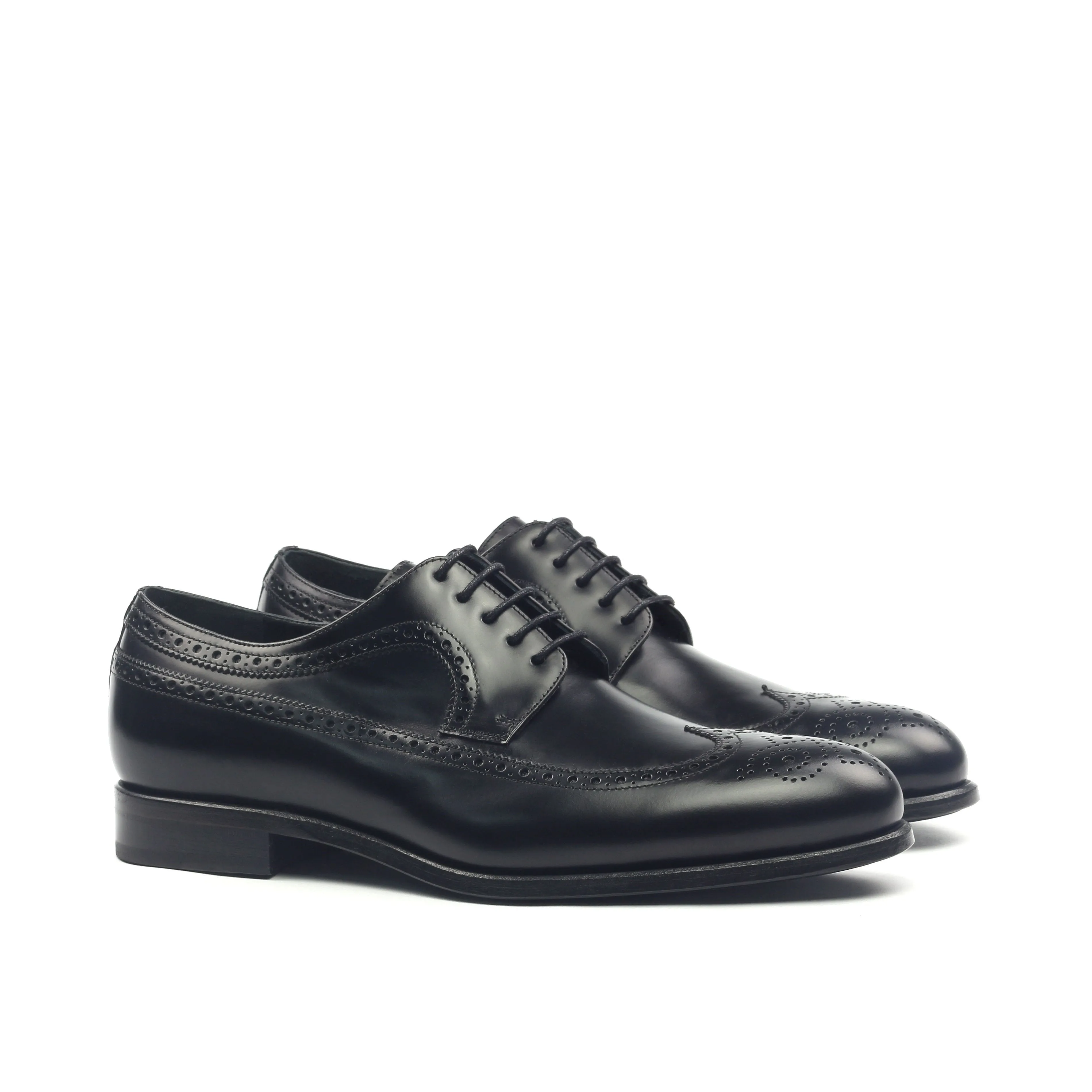 Sleek Design All Day Worker Footwear Fashion Unique Handcrafted Black Wingtip Oxford w/ Full Brogue by Le Ruux