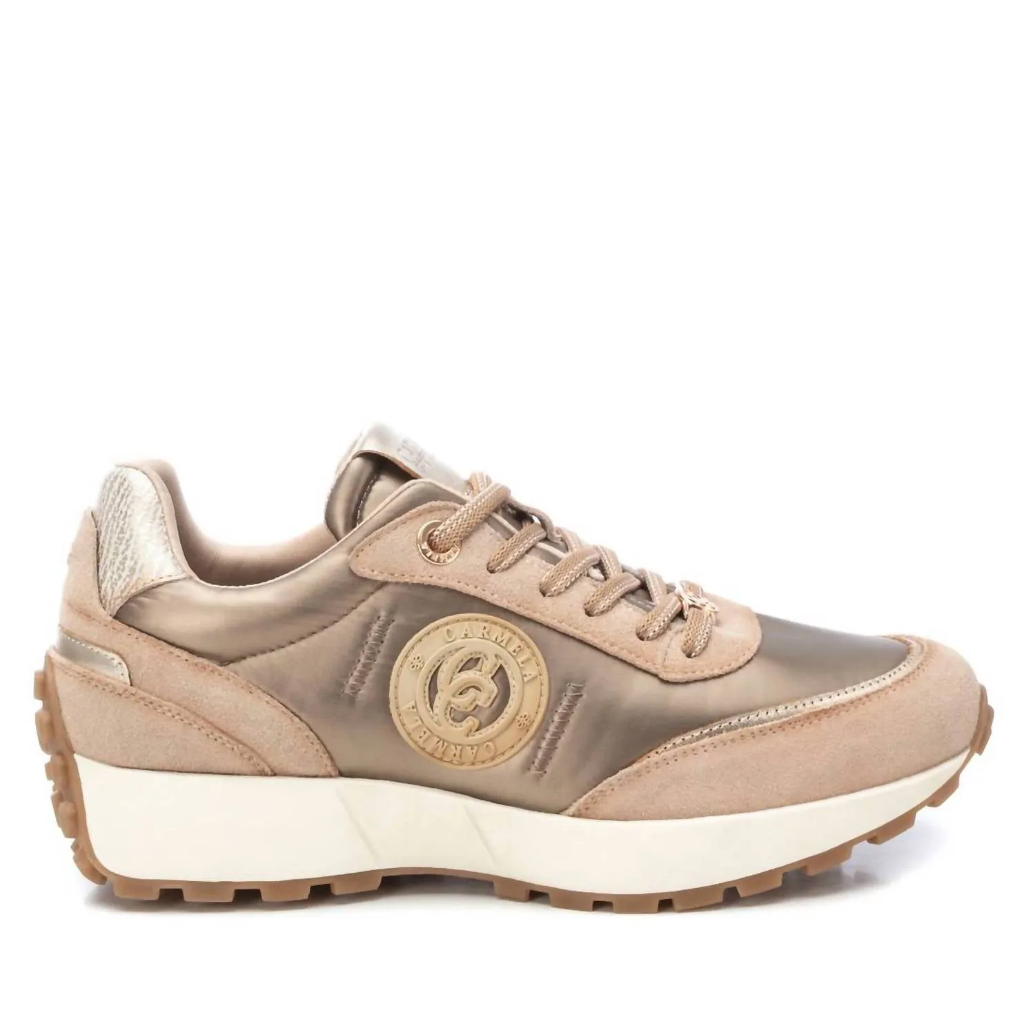 Easy Sport Bold piece Women's Leather Trainer Sneakers In Beige
