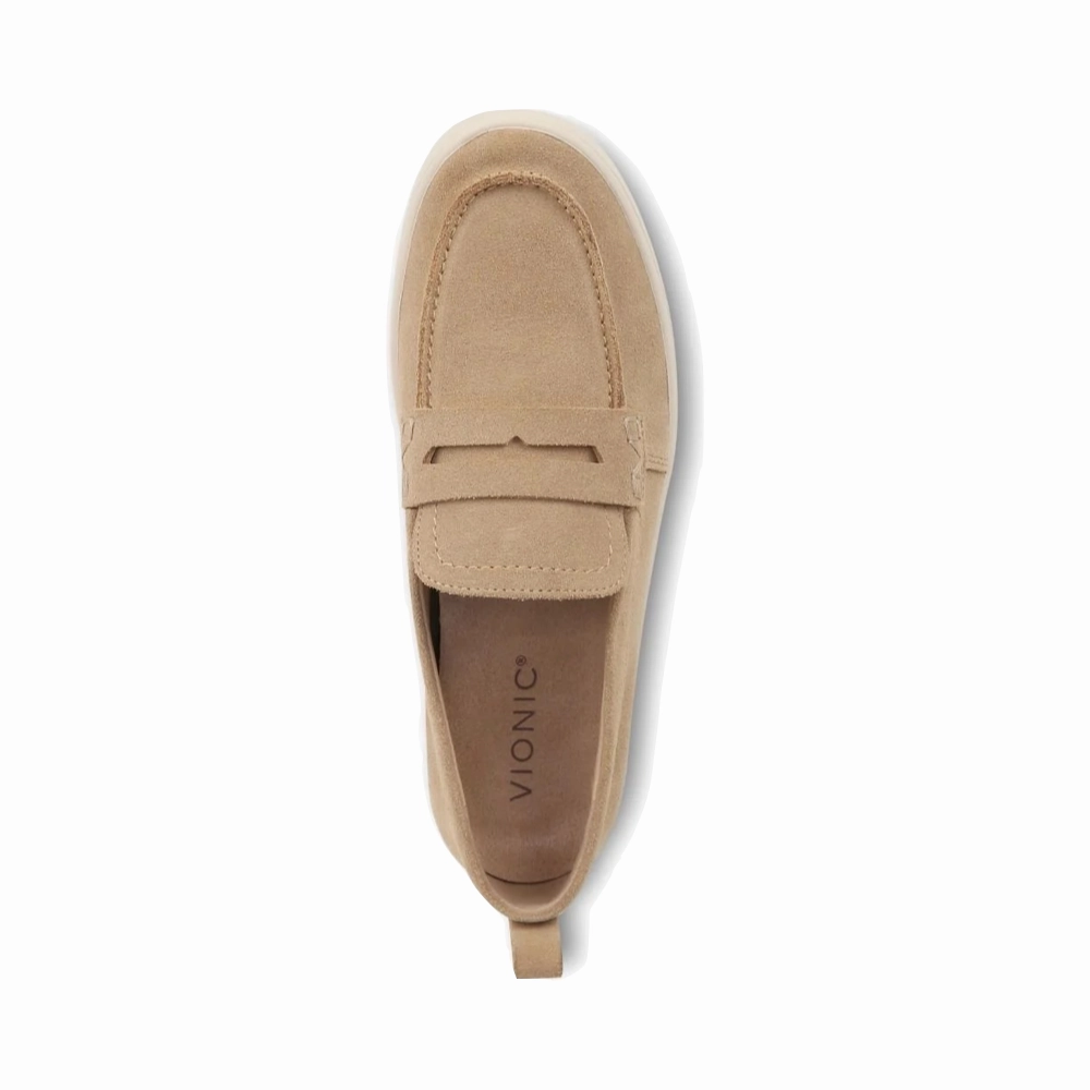 Weekend Casual Sustainable Production Process Vionic Women's Uptown Slip On Suede Loafer in Sand