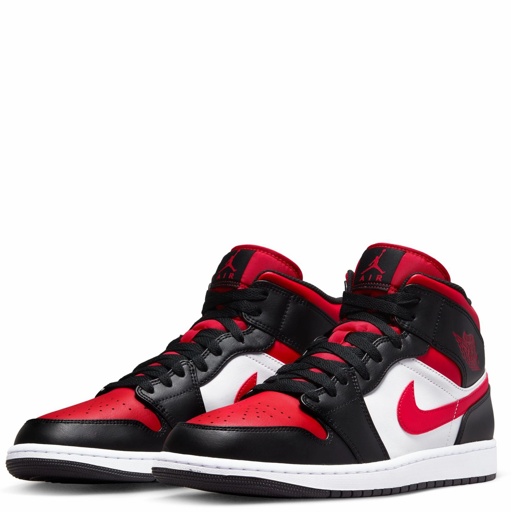 Nike Men's Air Jordan 1 Mid Shoes - Black / Fire Red / White aerobic - shoes cross - country runner shoes