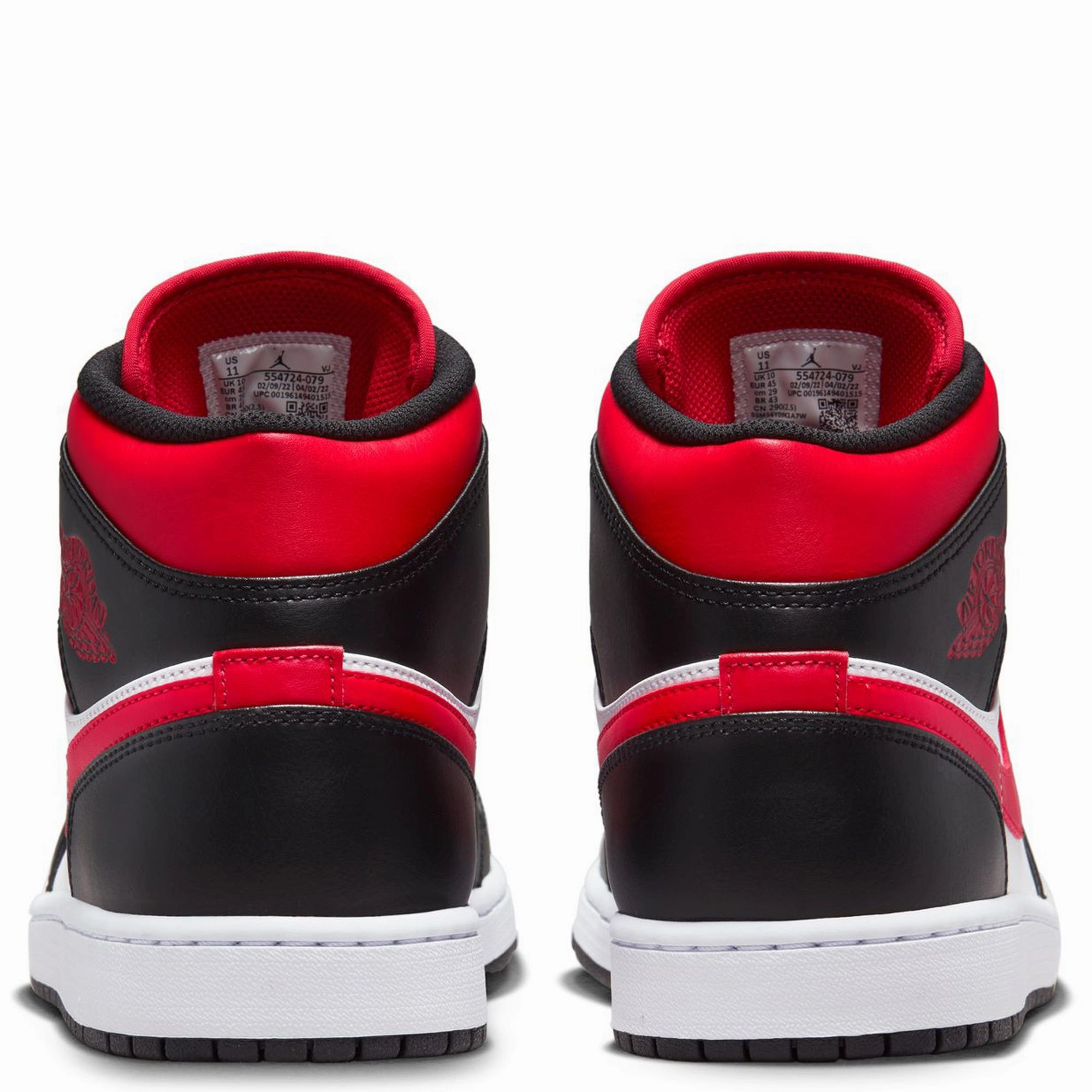 Nike Men's Air Jordan 1 Mid Shoes - Black / Fire Red / White running armbands