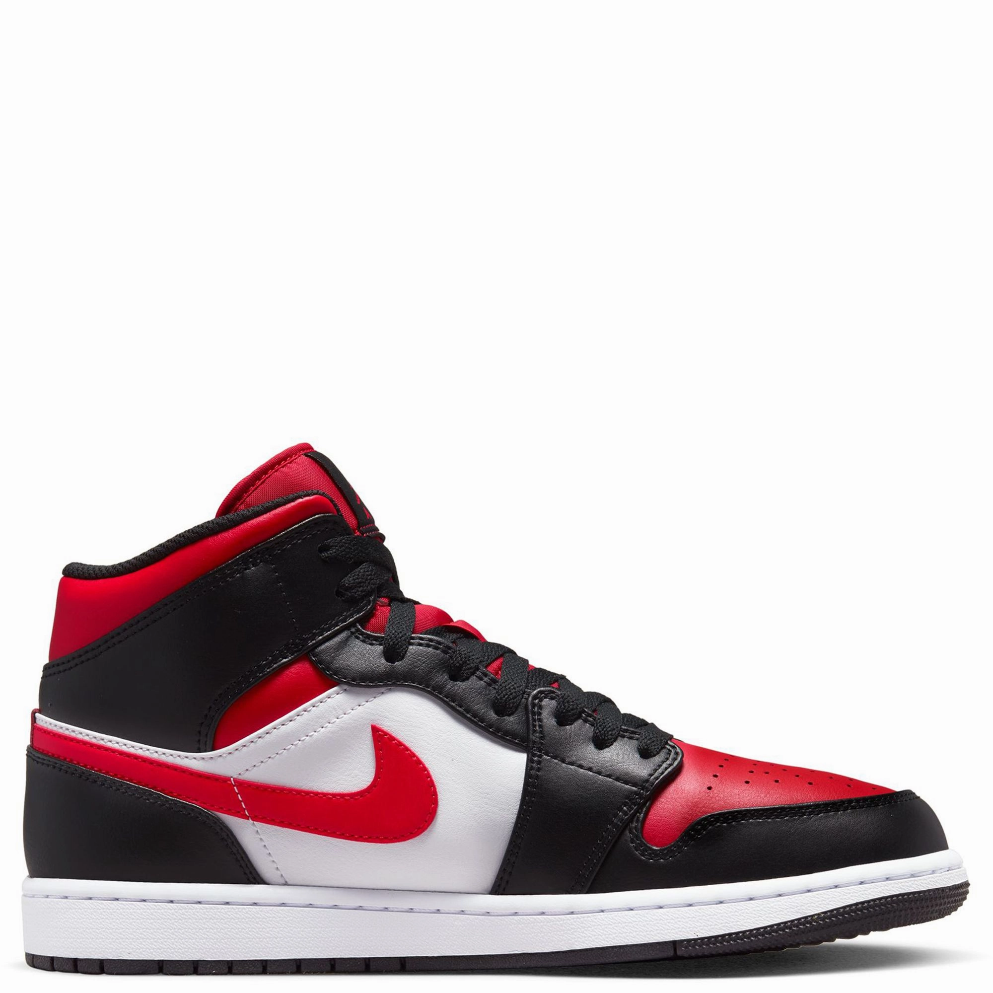 Nike Men's Air Jordan 1 Mid Shoes - Black / Fire Red / White Compression Molding