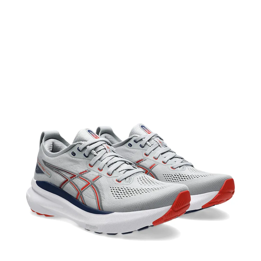 Asics Men's Gel-Kayano 31 Sneaker in Piedmont Grey/Fiery Red Hike Club Step Lightly