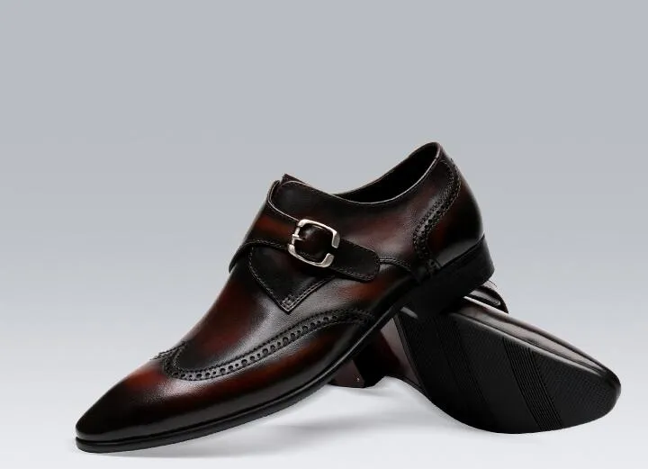 L'ultimo - Brogue Monkstrap Red Bottom Leather Shoes For men Flex Flow