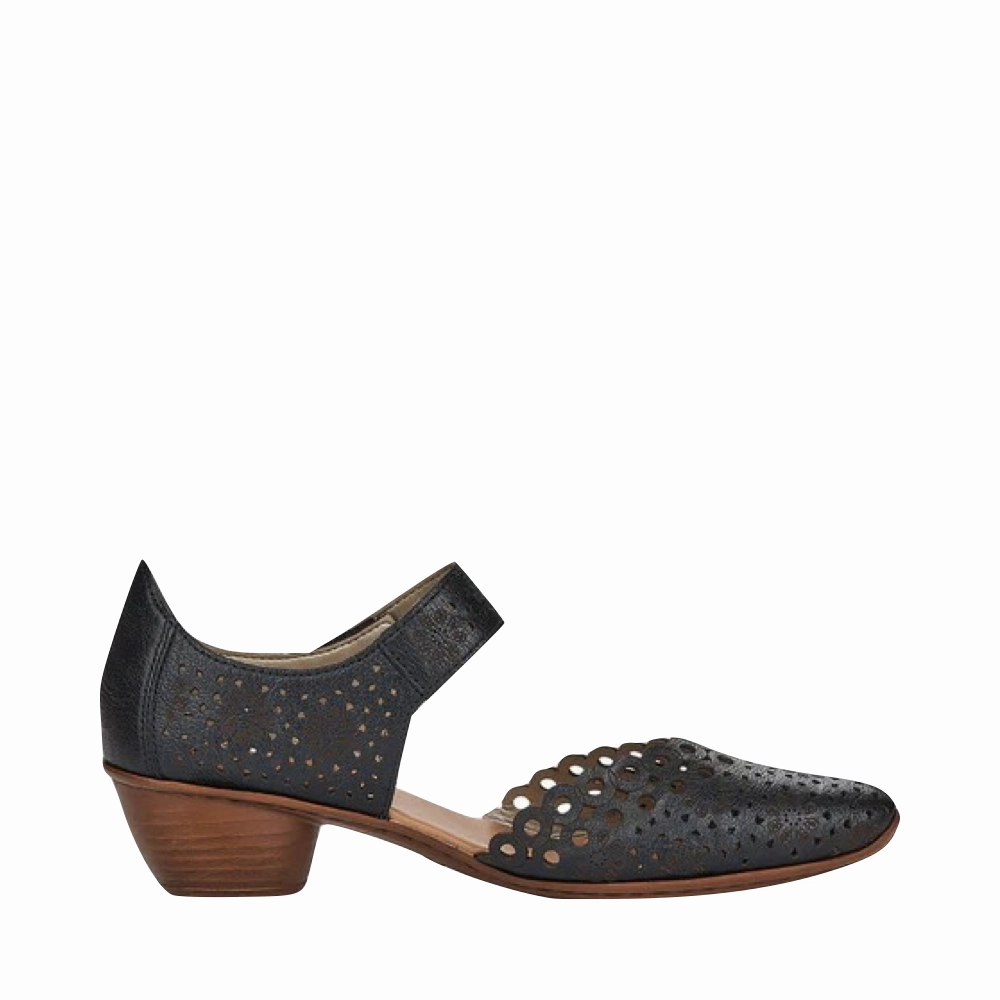 Foot Freedom Rieker Women's Mirjam 53 Heeled Mary Jane in Black