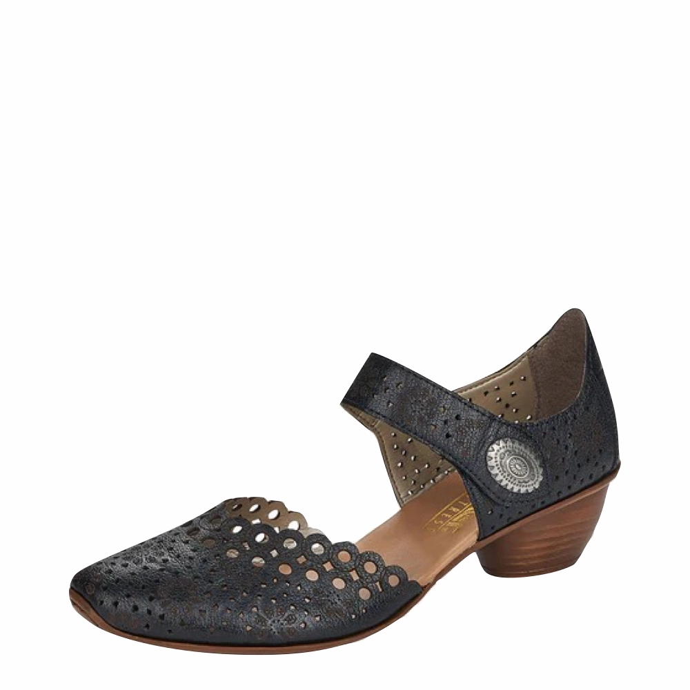 Rieker Women's Mirjam 53 Heeled Mary Jane in Black Lounge Style