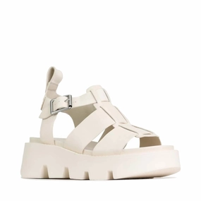 Closed Toe Retro Tone EOS Women's Kailan Leather Fisherman Platform Sandal in Bone