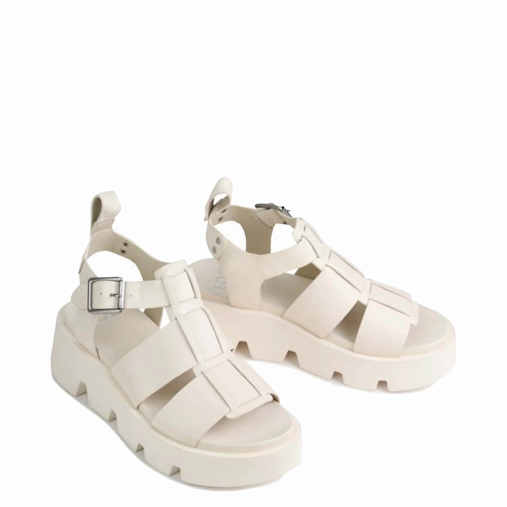 EOS Women's Kailan Leather Fisherman Platform Sandal in Bone Quick Dry Lining