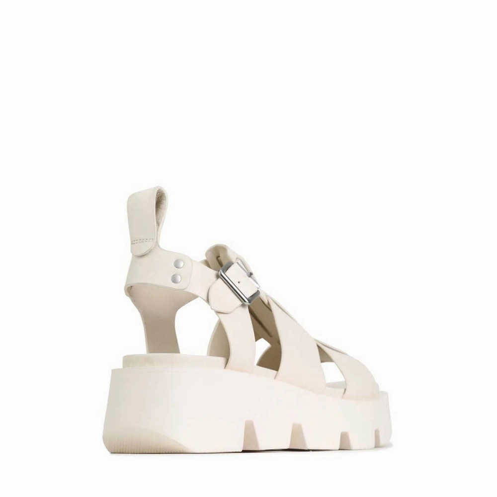 EOS Women's Kailan Leather Fisherman Platform Sandal in Bone Relaxed Fit