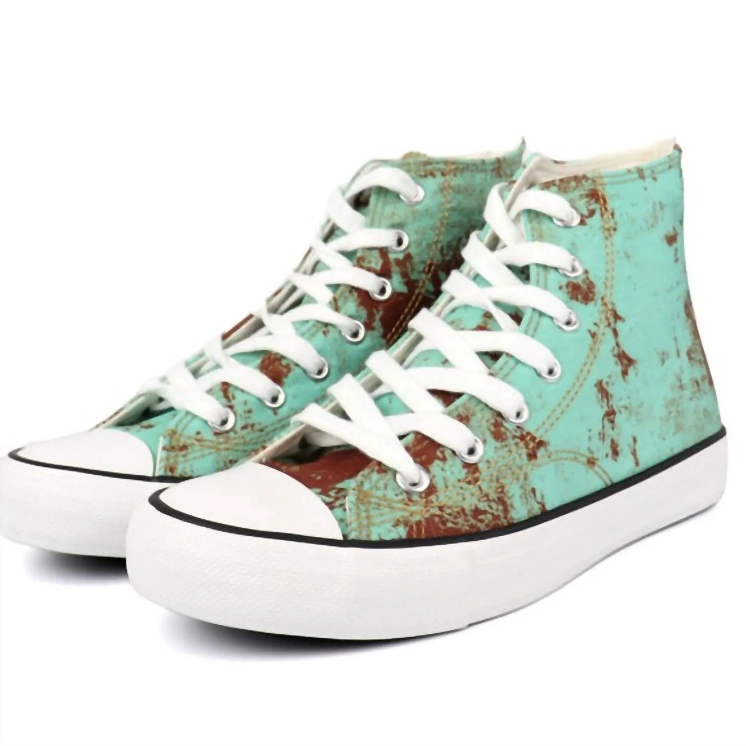 No Slip Foam Comfort Women's Star 24 Hi-Top Sneakers In Rusted Turquoise