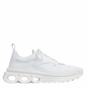 Ferragamo White Nima Technical Knit Running Sneakers Comfortable Design