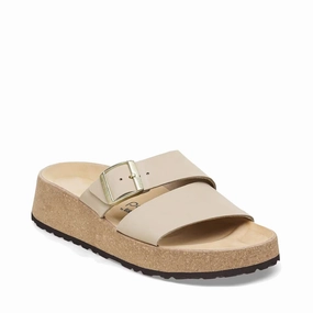 Birkenstock Women's Almina Slide Sandal in Sandcastle Beige Functional Style