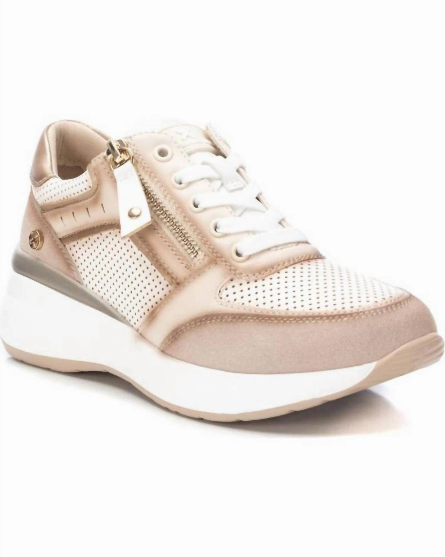 Women's Lace-Up Sneakers In Beige Supportive support