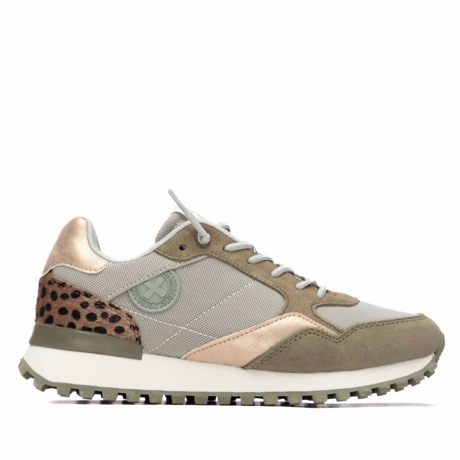 Women's 144161 Round Toe Sneakers In Kakhi Sneaker Upgrade Grounded Footbed