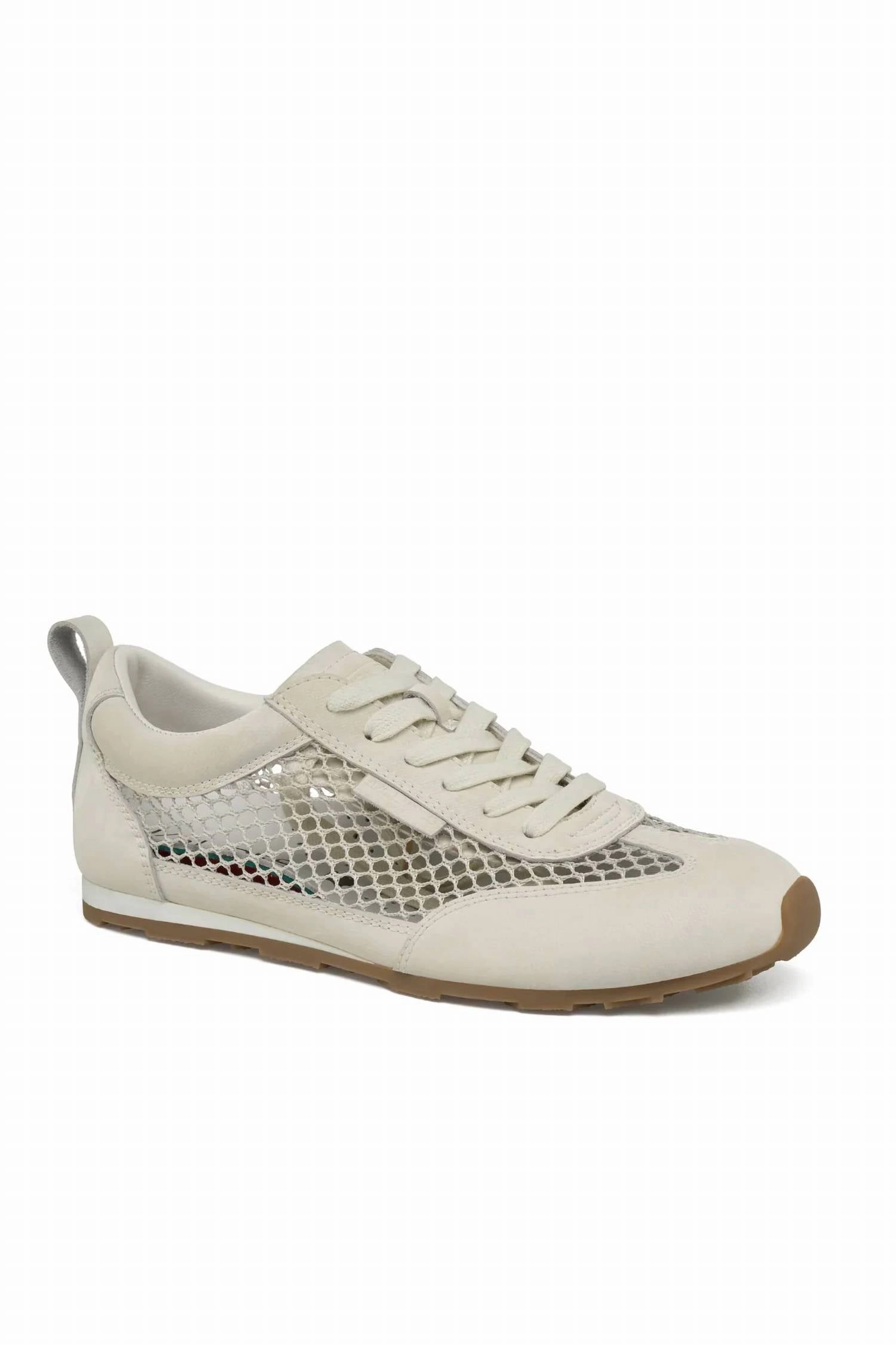 Casual Look Anti Static Fabric Women's Penny Sneaker In Off White Leather/mesh