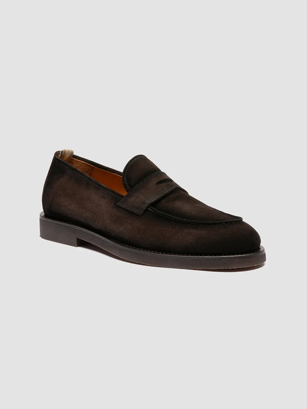Coffee Spot Soft Material OPERA FLEXI 101 - Dark Brown Suede Penny Loafers