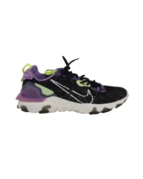 Nike React Vision Sneakers in Gravity Purple Volt Synthetic Style Driven Heel Clip