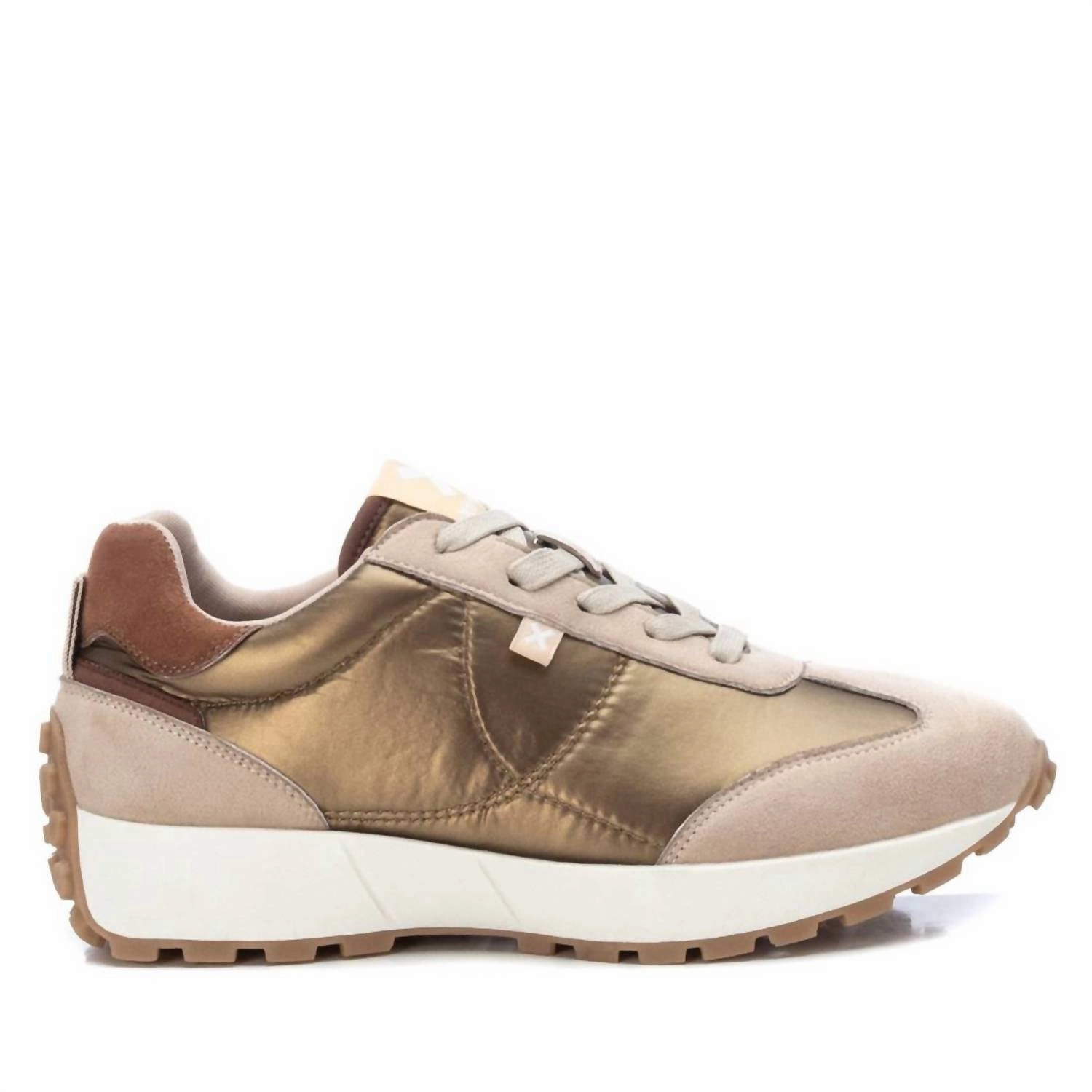 Women's Lace-Up Sneakers In Gold Flexible Outsole Flexure