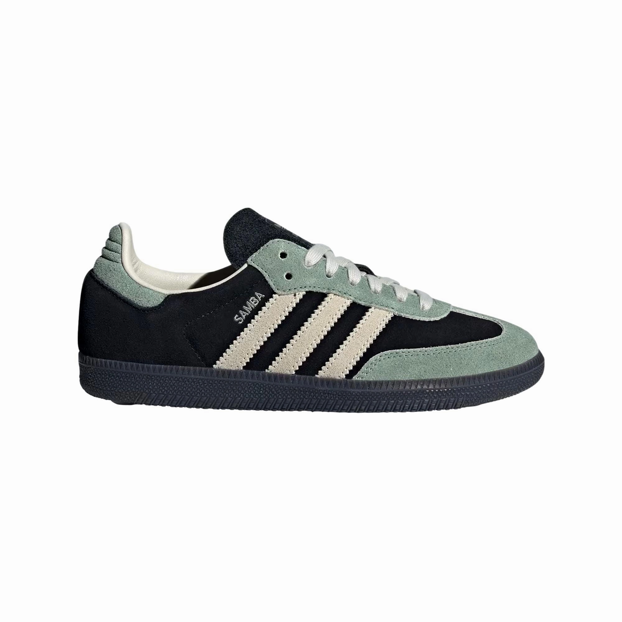 Adidas Samba OG Core Black / Alumina / Silver Green  JI2680 Women's Heel cradle