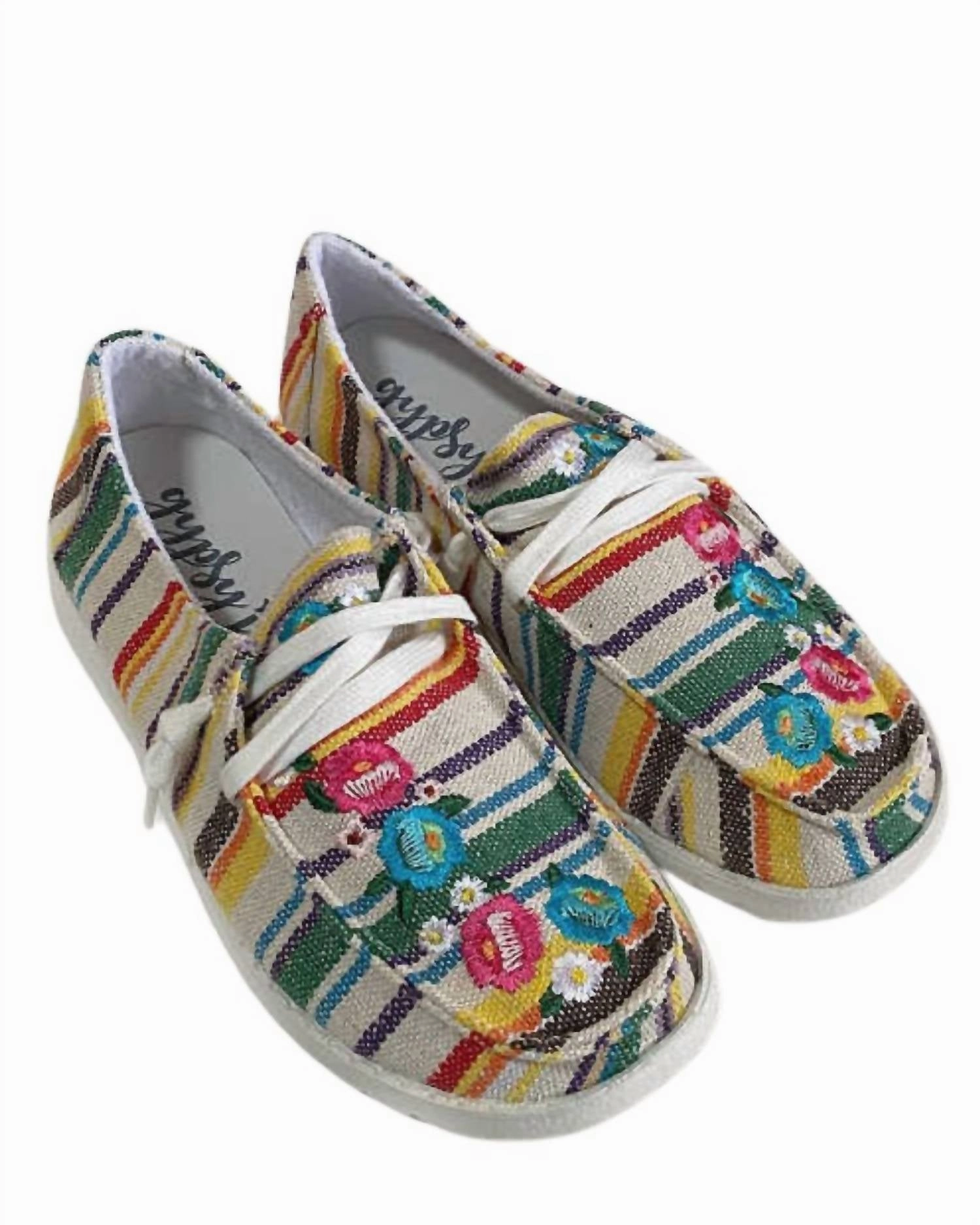 Adaptive Lacing Mechanism Women's Stripe Slip On Sneakers In Flo Multi