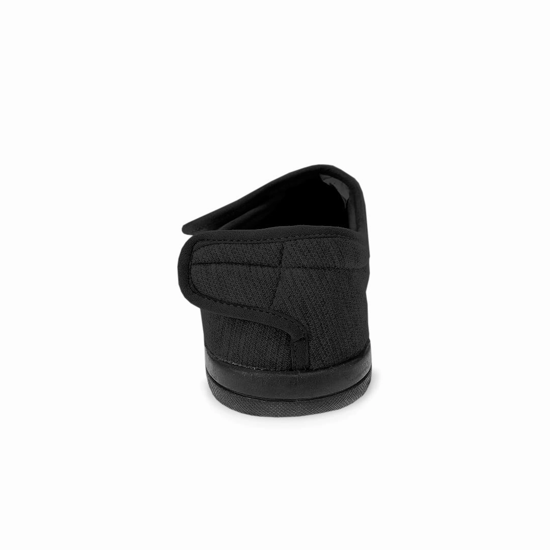 United Supply Co - Men's Plain Velcro Slippers (SMF4931BUS BLK) No Laces Quick Response