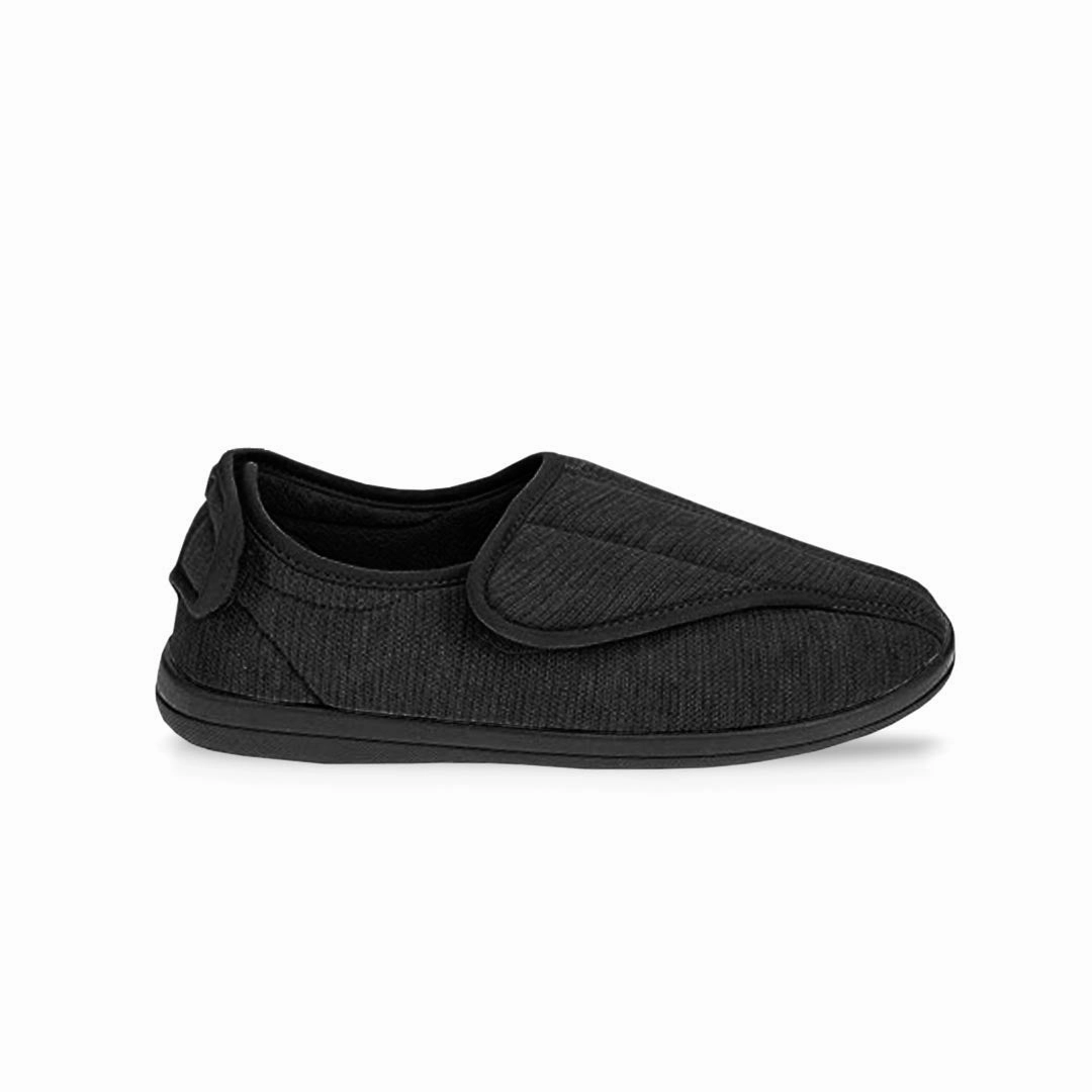 United Supply Co - Men's Plain Velcro Slippers (SMF4931BUS BLK) Airflow Optimized Vamp Outfit Neutral