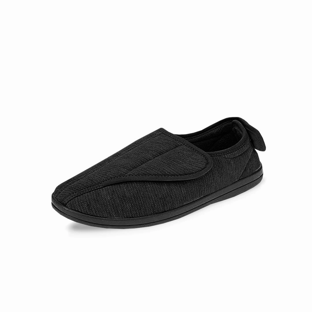 United Supply Co - Men's Plain Velcro Slippers (SMF4931BUS BLK) Speed Boost Work Walk