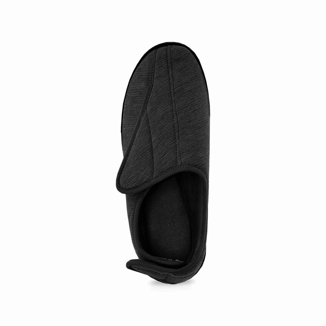 United Supply Co - Men's Plain Velcro Slippers (SMF4931BUS BLK) Ultimate Cushion