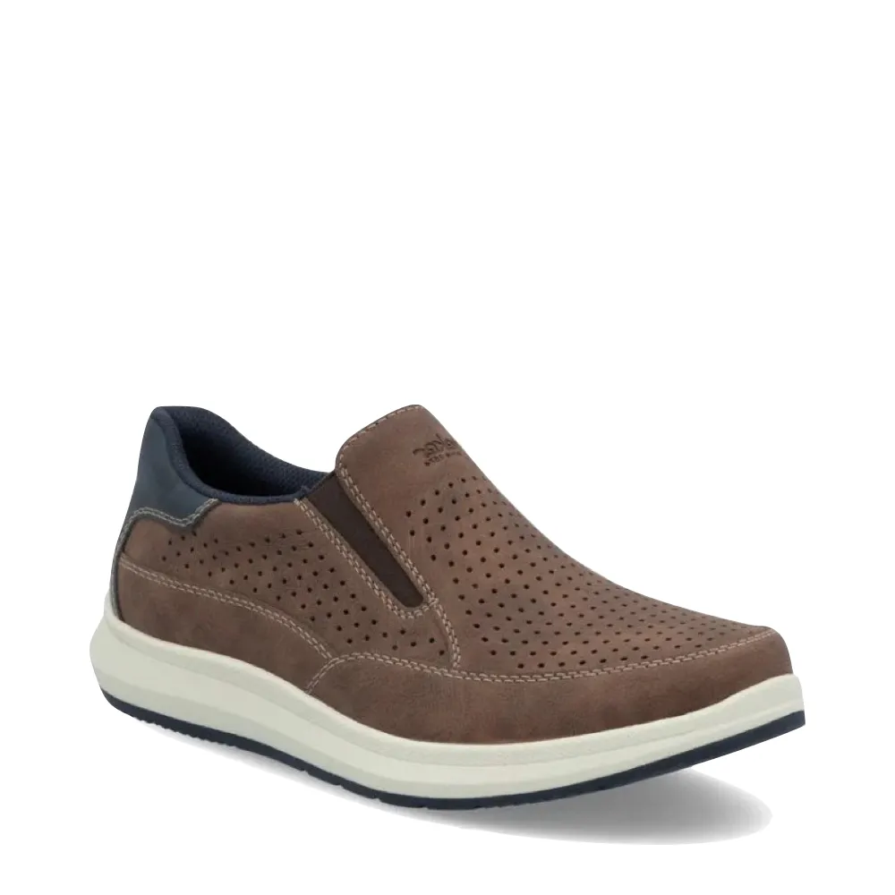 Rieker Men's Reinhard 52 Perfed Slip On in Tan Fuchs/Midnight Casual Wear Durability