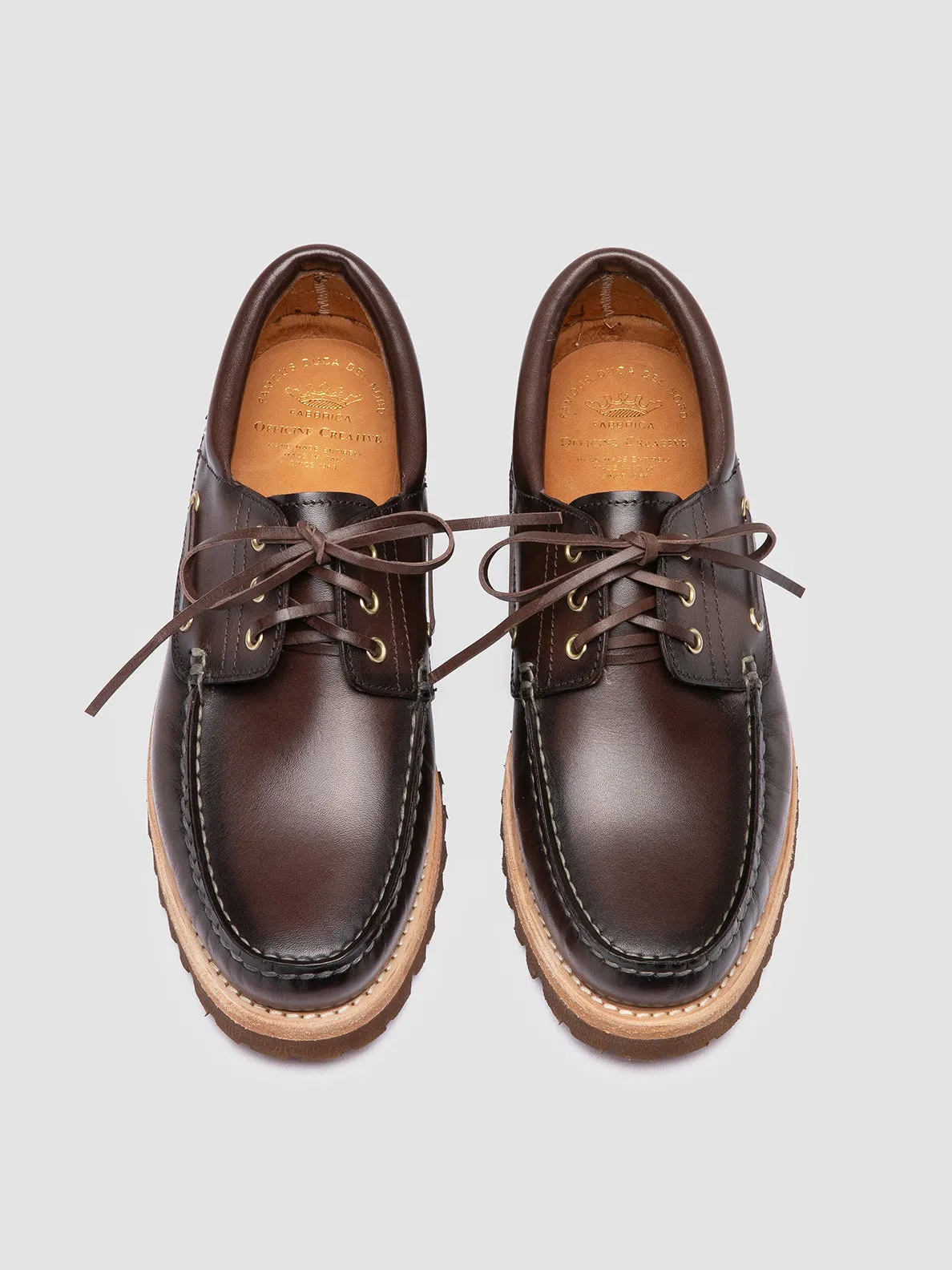 slip-resistant HERITAGE FLEXI 001 - Brown Leather Boat Shoes