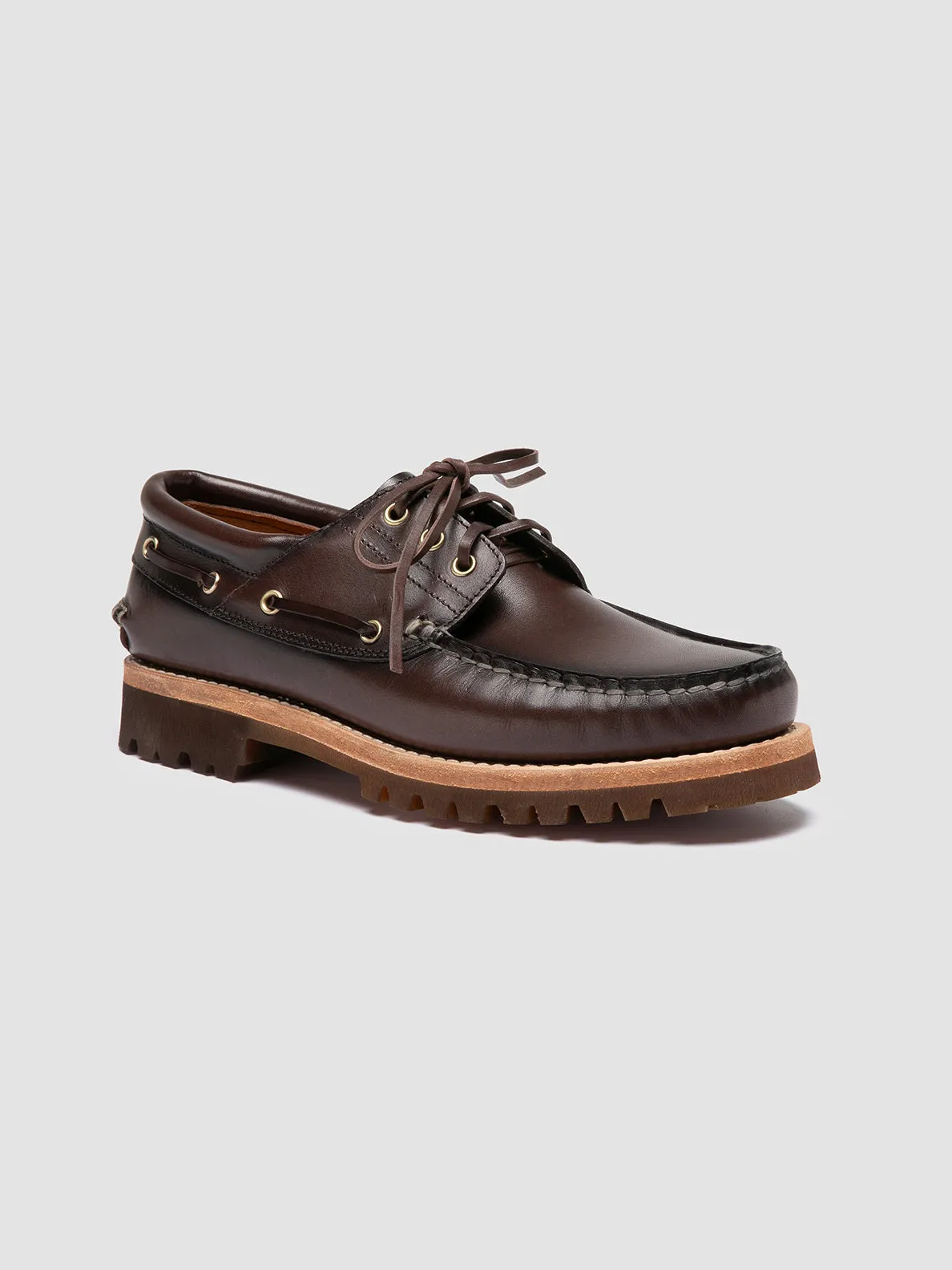 HERITAGE FLEXI 001 - Brown Leather Boat Shoes Way Clear