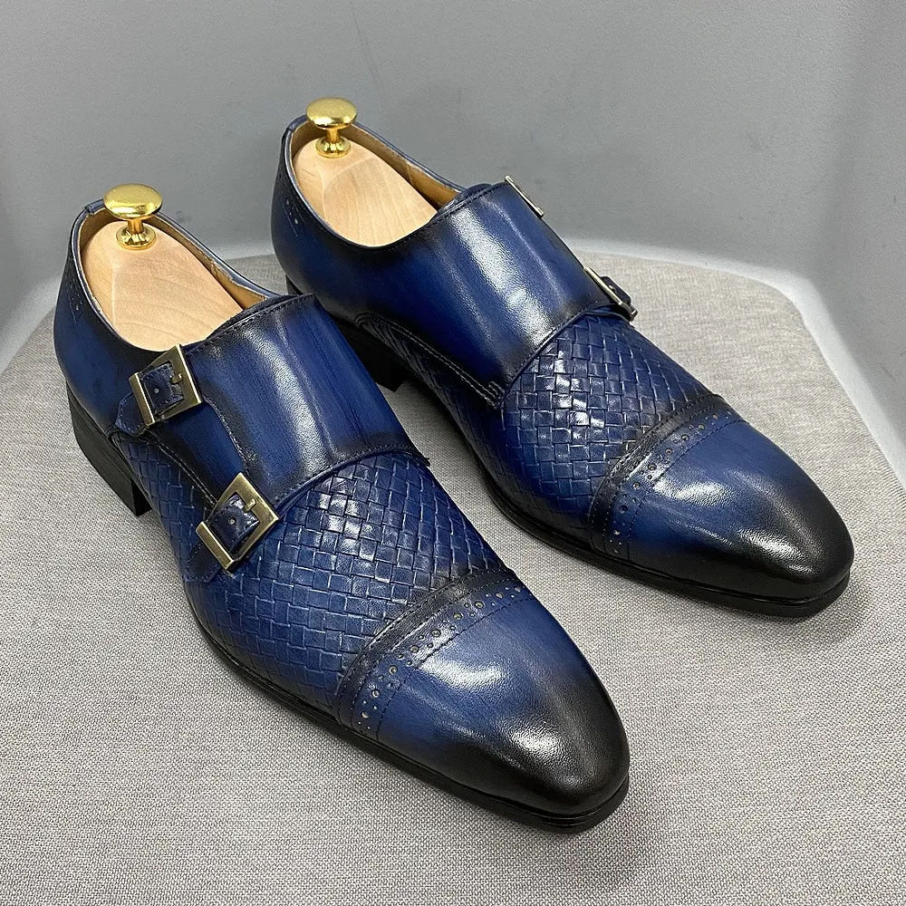 Bright Lane La Ricchezza - Double Monk Alligator Print Leather Dress Shoes