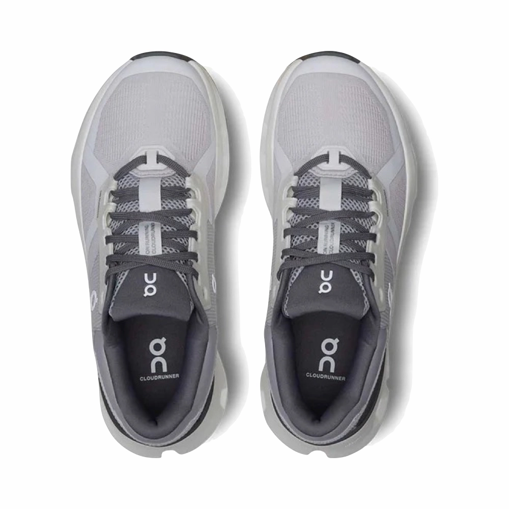 On Women's Cloudrunner 2 Sneaker in Frost/White Canvas Air Soft