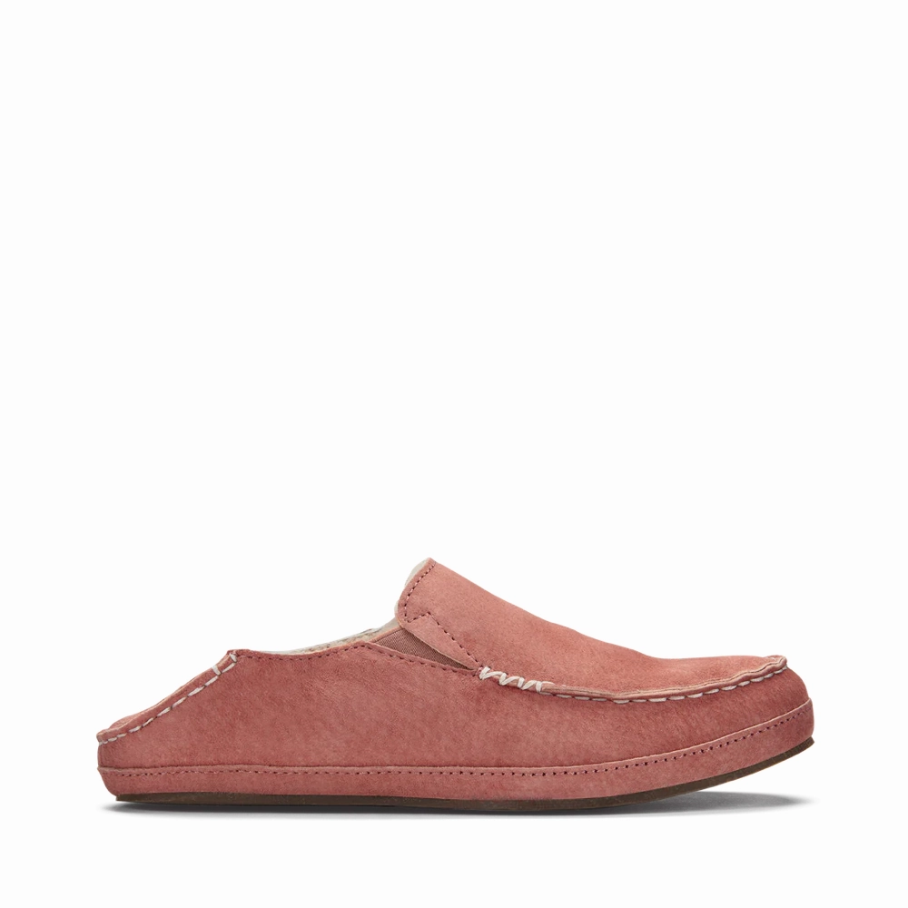 OluKai Women's Nohea Shearling Lined Slipper in Castlerock Mauve Street Pulse Active Mode