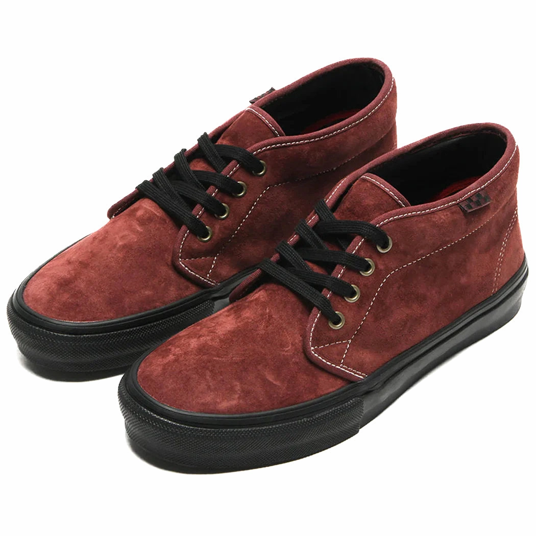Rocker Geometry Sole water - resistant feature Vans - Skate Chukka (Dark Red/Black) *SALE