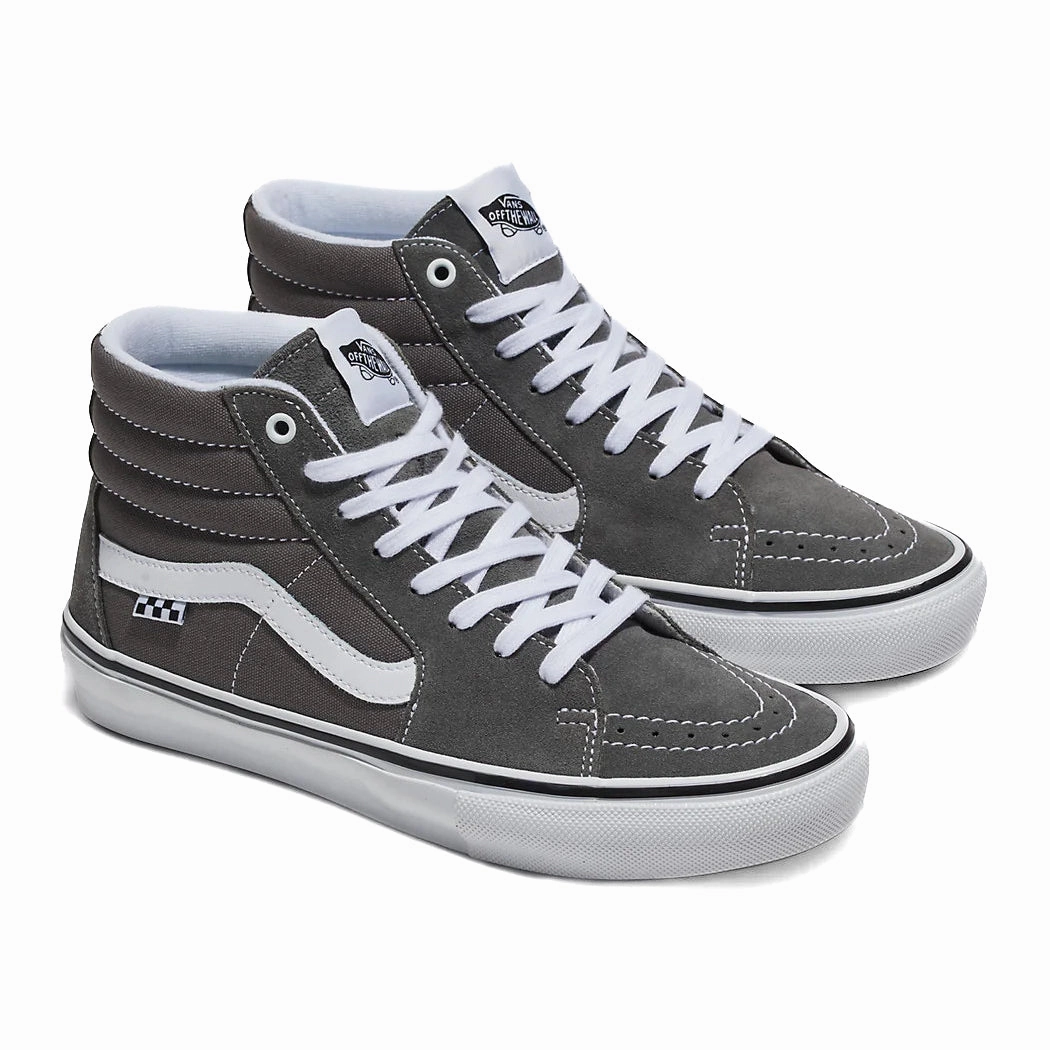 Vans - Skate Sk8-Hi (Pewter Grey/White) Anti Slip Traction Outsole Flex Groove Design