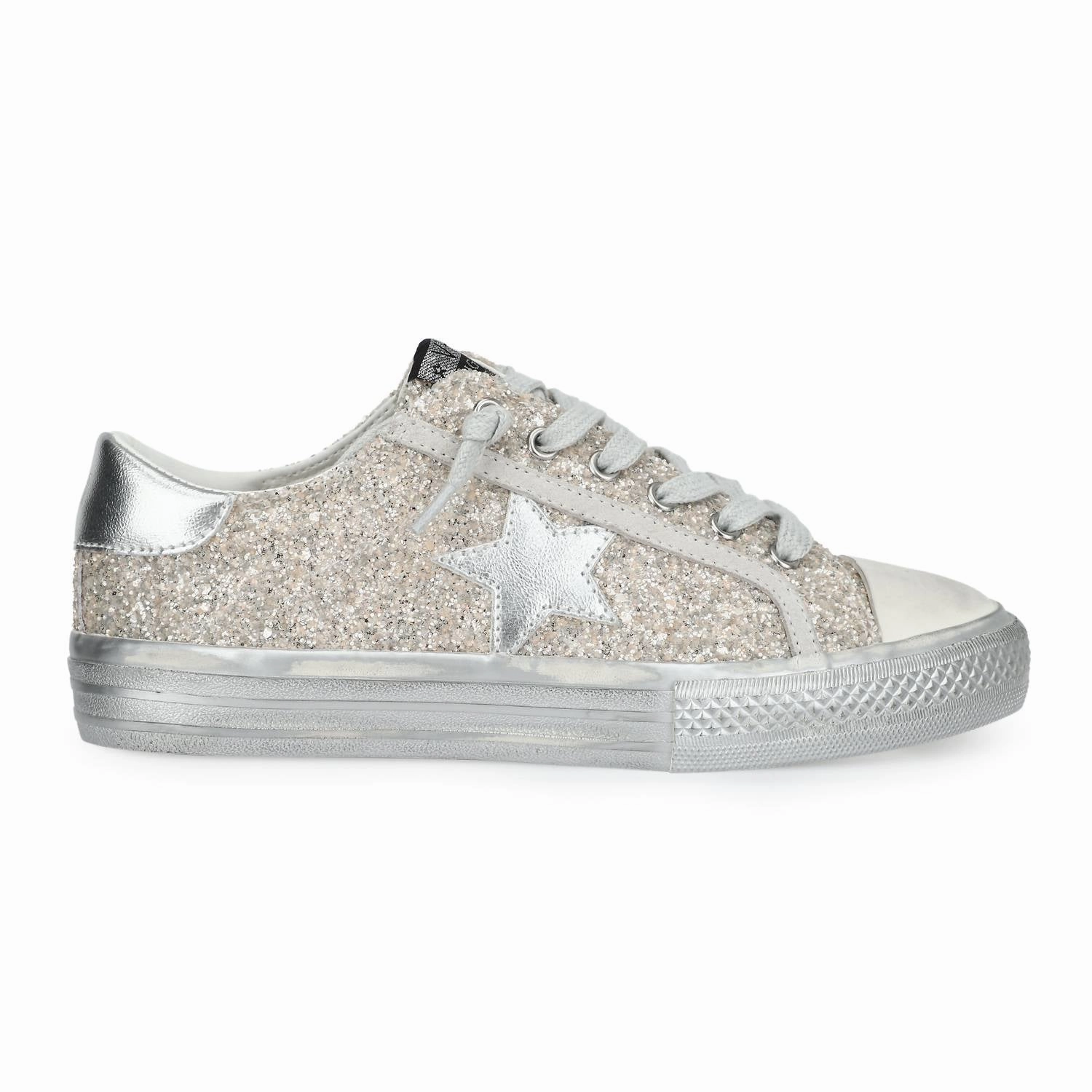 Women's Chunky Alive Star Low Top Sneaker In Gold Glitter Silver Smooth ride Comfort Fit Design
