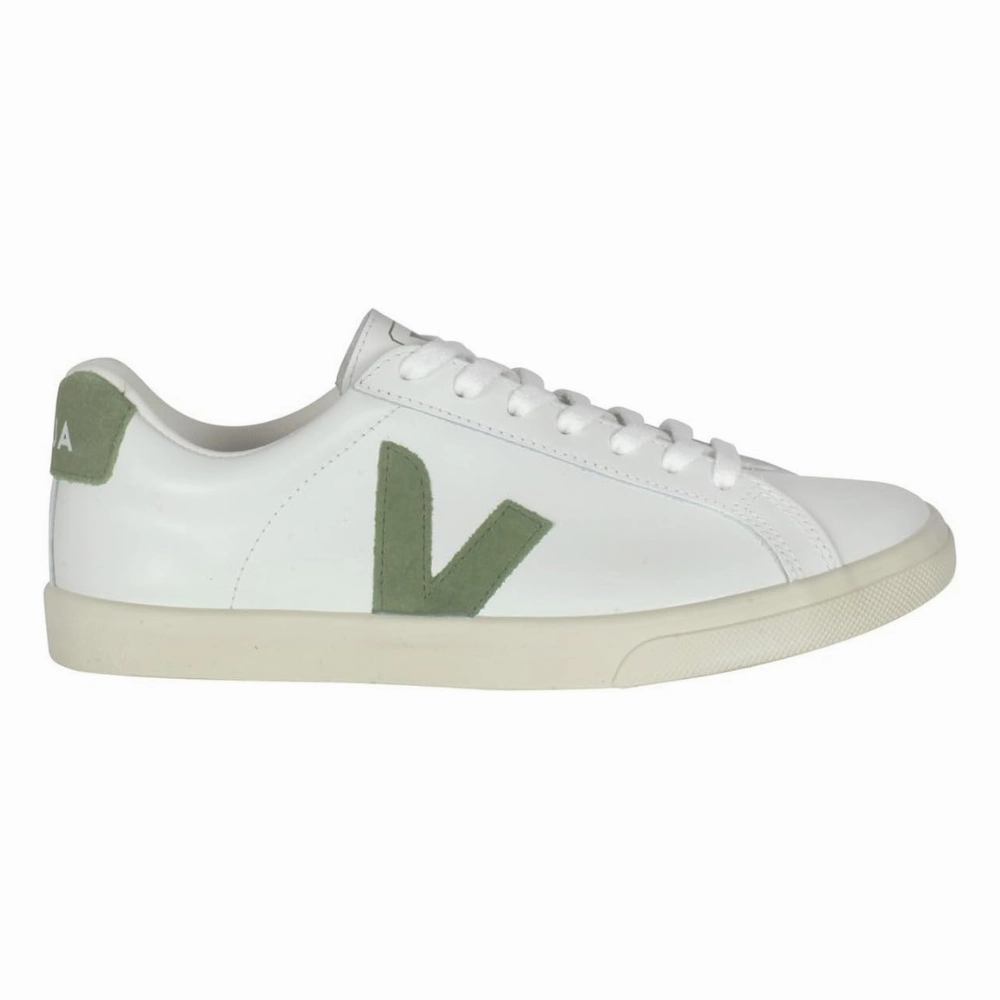 Carbon Fiber warm weather Veja Women's Esplar Logo Sneakers, Extra White/Kiwi