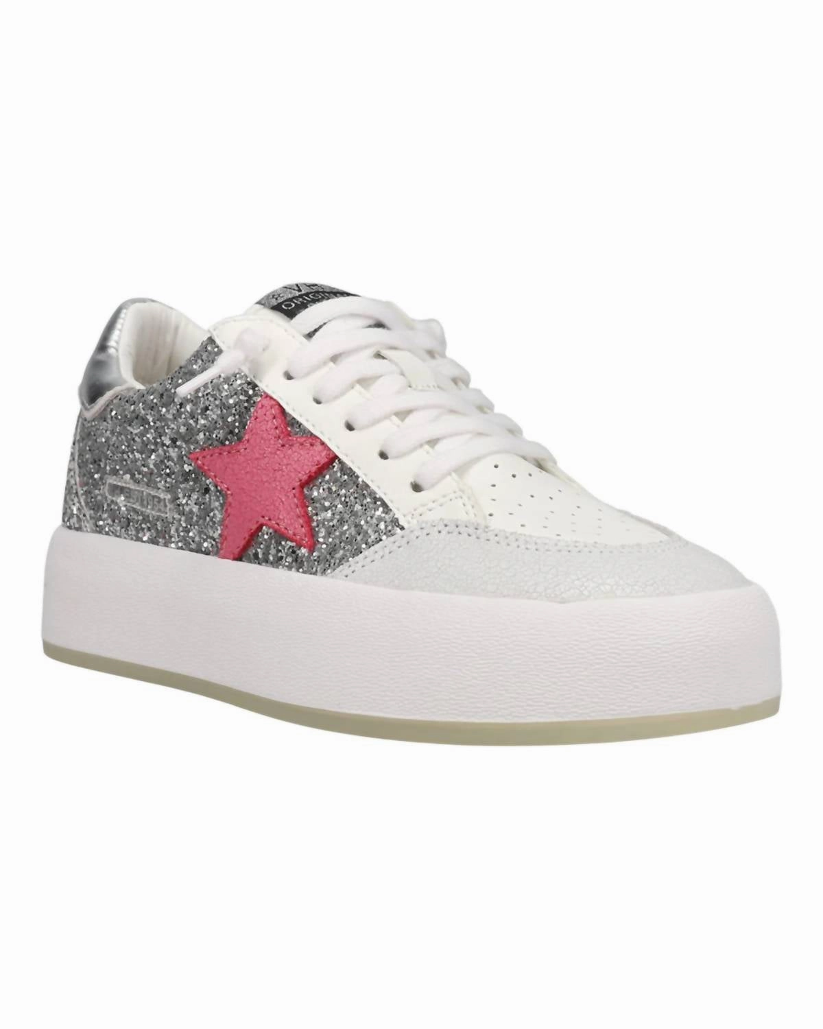 Womean's Ream 9 Platform Sneakers In Silver Sparkle Retro Styling