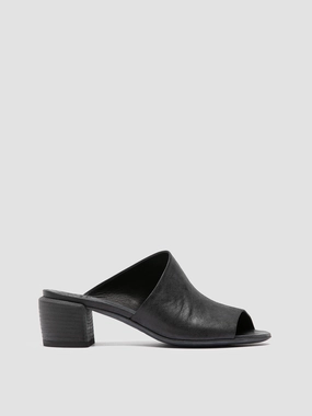 HADRY 008 - Black Leather Slide Sandals All-Purpose Footwear Summer essentials